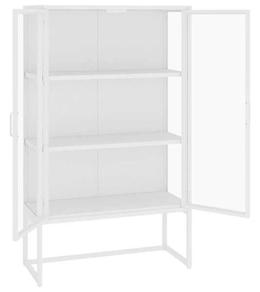 Komoda bílá 80 x 35 x 135 cm ocel a tvrzené sklo 335884