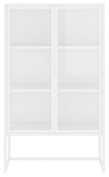 Komoda bílá 80 x 35 x 135 cm ocel a tvrzené sklo 335884