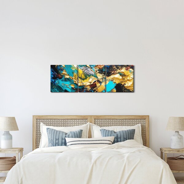Obraz - Texturovaná olejomalba (s hodinami) (90x30 cm)