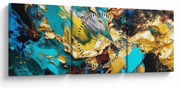 Obraz - Texturovaná olejomalba (s hodinami) (90x30 cm)