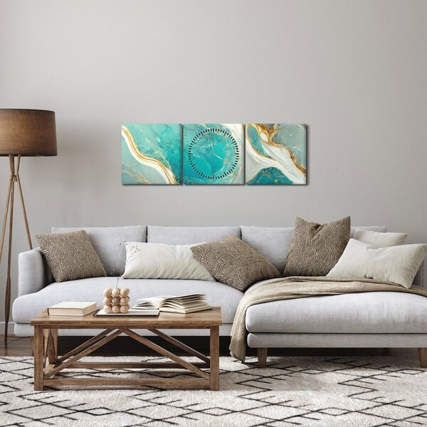 Obraz - Mramorový design II. (s hodinami) (90x30 cm)