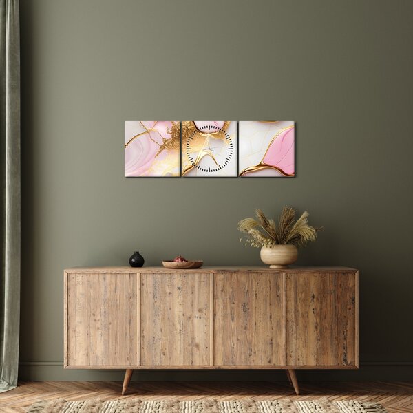 Obraz - Mramorový design (s hodinami) (90x30 cm)