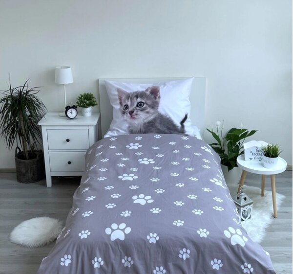 Jerry Fabrics Povlečení fototisk Kitten grey 140x200, 70x90 cm