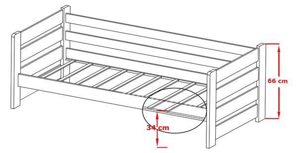 Dětská postel z masivu borovice EGO se šuplíky - 200x90 cm - bílá