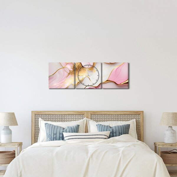 Obraz - Mramorový design (s hodinami) (90x30 cm)