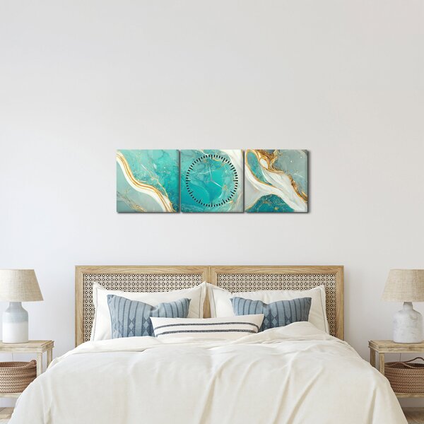 Obraz - Mramorový design II. (s hodinami) (90x30 cm)