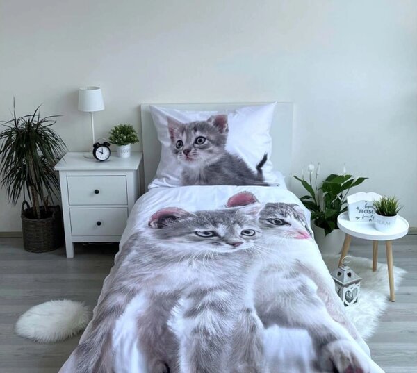 Jerry Fabrics Povlečení fototisk Kitten grey 140x200, 70x90 cm