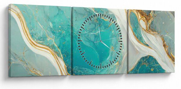 Obraz - Mramorový design II. (s hodinami) (90x30 cm)
