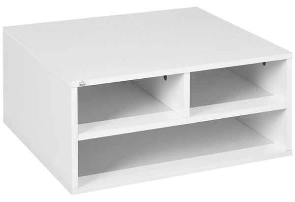 HOMCOM Bílý Organizér na Stůl s 3 Přihrádkami pro Tiskárnu 47 x 40 x 22,5 cm | Aosom