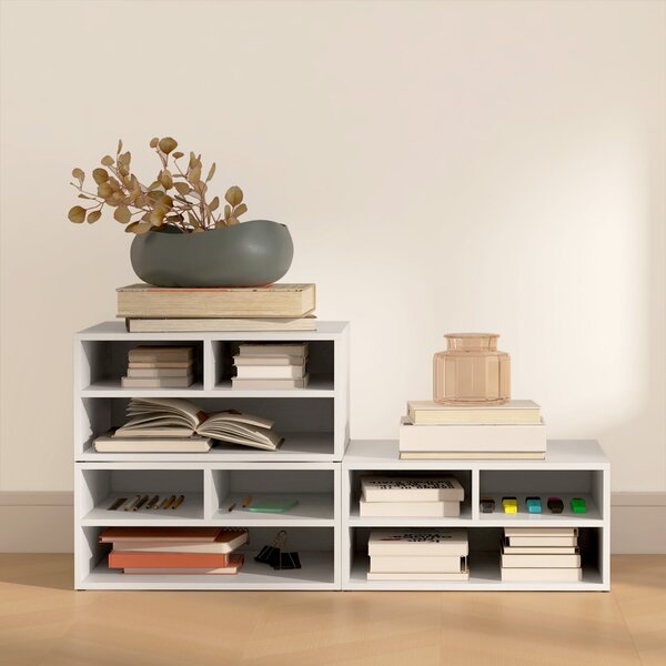 HOMCOM Bílý Organizér na Stůl s 3 Přihrádkami pro Tiskárnu 47 x 40 x 22,5 cm | Aosom