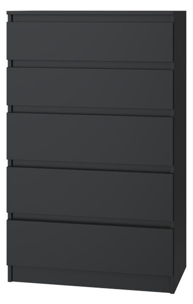 VBChome Komoda s 5 zásuvkami 70 x 40 x 110 cm černá Bezúchytková komoda Víceúčelová skříňka do předsíně Ložnice Obývací pokoj Dětský pokoj Moderní černá barva