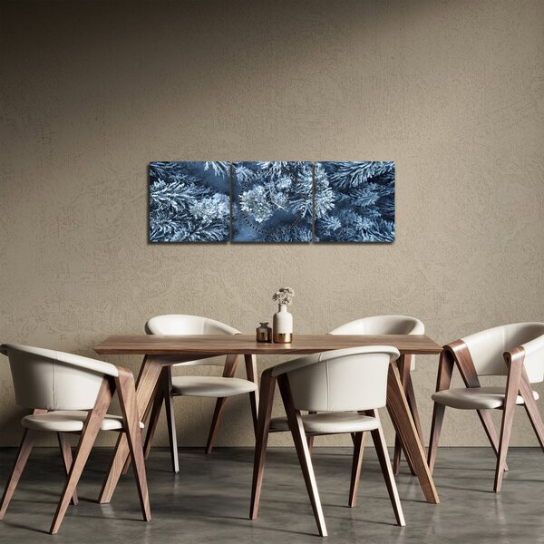Obraz - Zasněžený les (s hodinami) (90x30 cm)