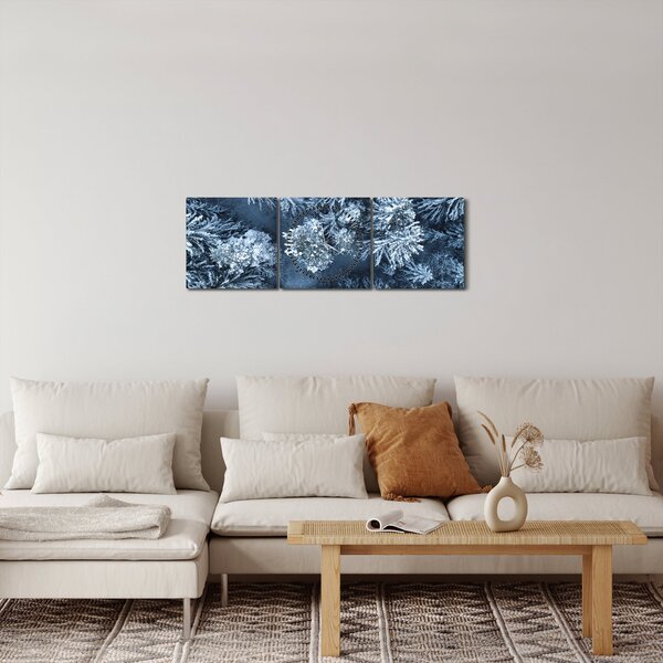 Obraz - Zasněžený les (s hodinami) (90x30 cm)