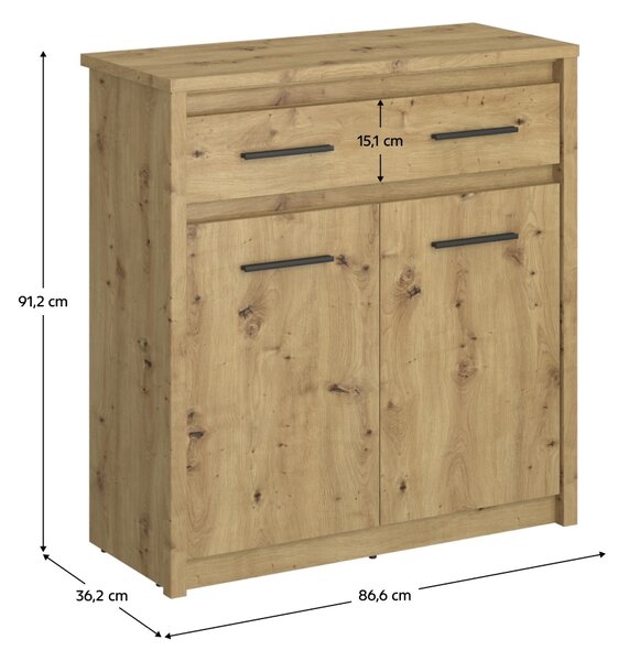 Kondela Dvoudveřová komoda se zásuvkou Airon 2D1S - dub artisan