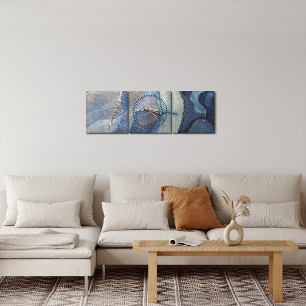 Obraz - Abstrakce alkoholovým inkoustem (s hodinami) (90x30 cm)