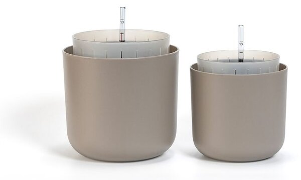 Plastia Set Tolita Air taupe - dvojice samozavlažovacích květináčů