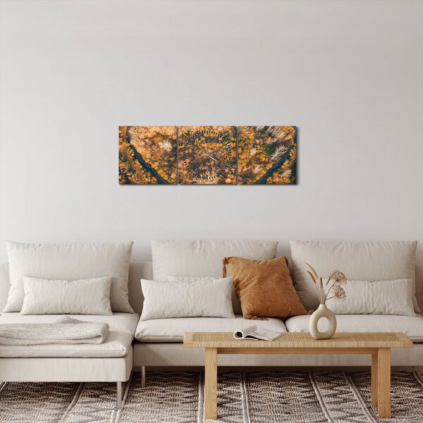 Obraz - Řeka ve tvaru srdce (s hodinami) (90x30 cm)