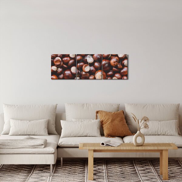 Obraz - Zralé kaštany (s hodinami) (90x30 cm)