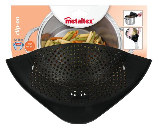 Cedník na těstoviny na hrnec Metaltex Clip On, 28 x 13 cm