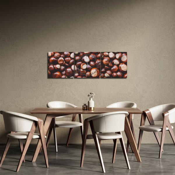 Obraz - Zralé kaštany (s hodinami) (90x30 cm)