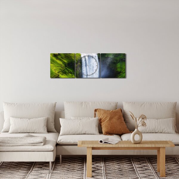 Obraz - Vodopád Skogafoss (s hodinami) (90x30 cm)