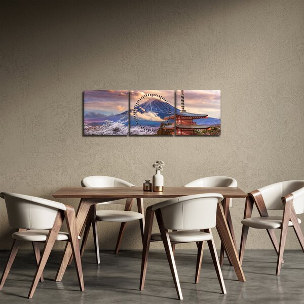 Obraz - Hora Fuji (s hodinami) (90x30 cm)