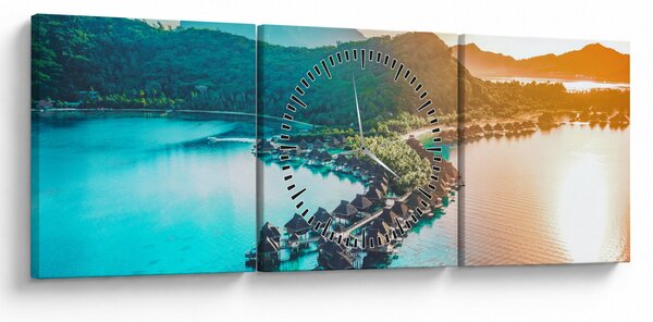 Obraz - Bora Bora (s hodinami) (90x30 cm)