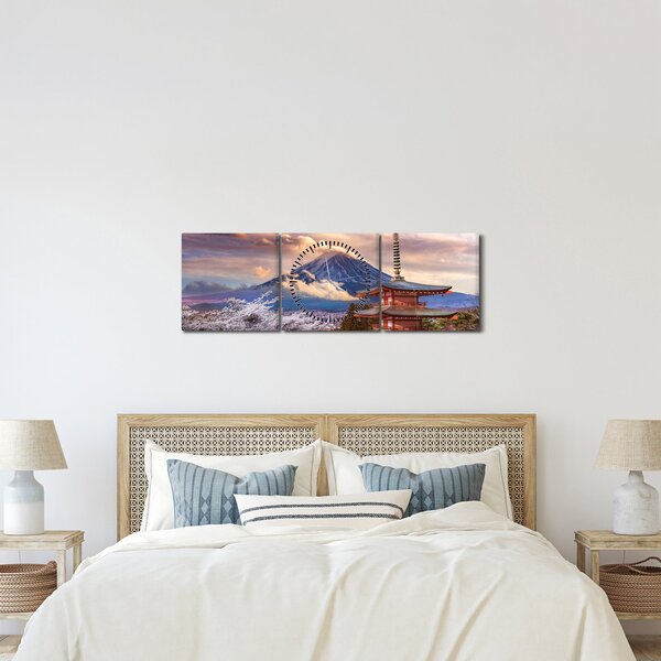 Obraz - Hora Fuji (s hodinami) (90x30 cm)