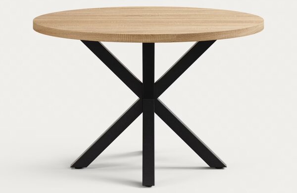 Dubový jídelní stůl Kave Home Argo 120 cm s černou kovovou podnoží