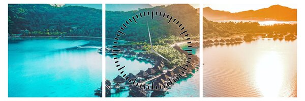 Obraz - Bora Bora (s hodinami) (90x30 cm)