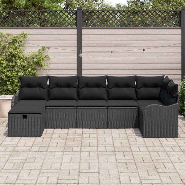 Set pohovek 7 ks 7-Počet míst Černá polyratan 3359002