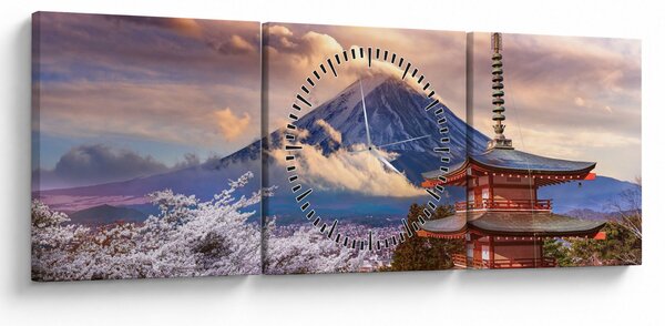 Obraz - Hora Fuji (s hodinami) (90x30 cm)