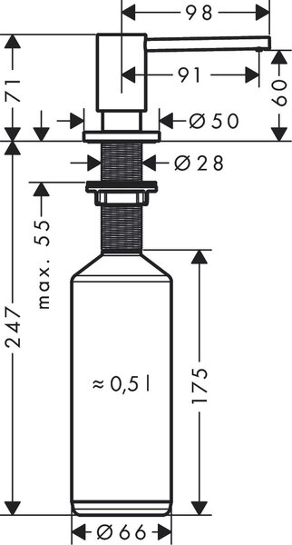 Hansgrohe dávkovač tekutin chrom 40438000