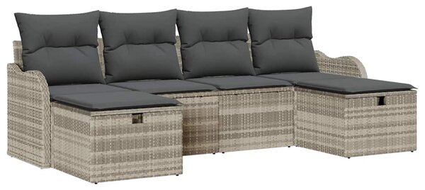 Set pohovek 6 ks 6-Počet míst Světle šedá polyratan 3359021