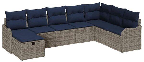 Set pohovek s polštářem s úložištěm Šedá a námořnická polyratan 3359034