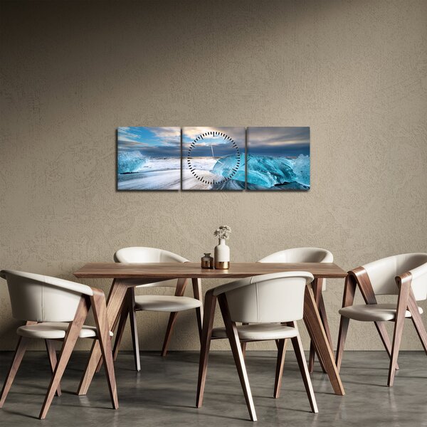 Obraz - Diamantová pláž (s hodinami) (90x30 cm)