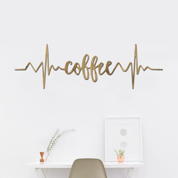 Dřevěná dekorace COFFE PULSE | Rozměry (cm): 40x12 | Zvolte barvu dekoru: Dub zlatý