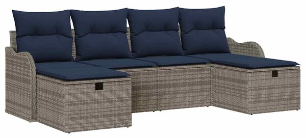 Set pohovek 6 ks 6-Počet míst Šedá a námořnická polyratan 3359024