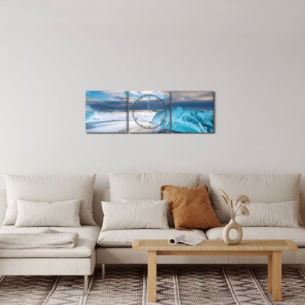 Obraz - Diamantová pláž (s hodinami) (90x30 cm)