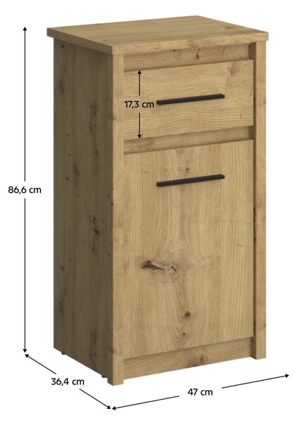 Kondela Jednodveřová komoda se zásuvkou Airon 1D1S - dub artisan