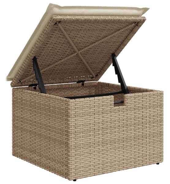 Set pohovek s polštářem s úložištěm Béžová a krémová polyratan 3359070