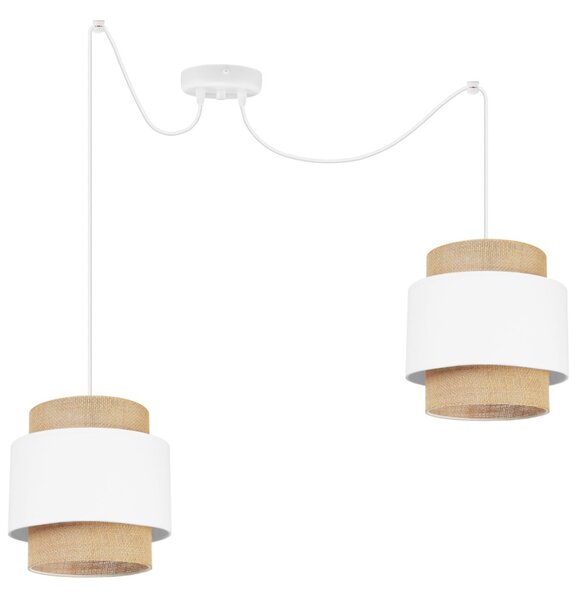 Závěsné svítidlo Boho Spider, 2x jutové/bílé textilní stínítko