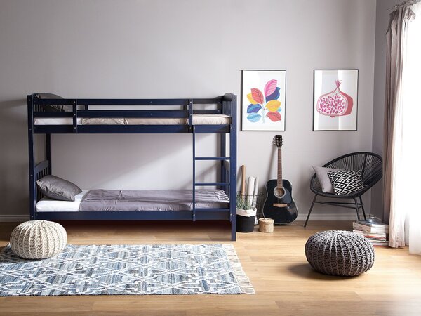 Patrová postel Borovicové dřevo REVIN 90 x 200 cm Námořnická modrá