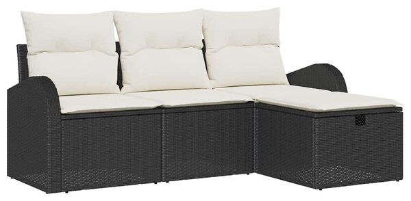 Set pohovek 4 ks Černá a krémová polyratan 3359046