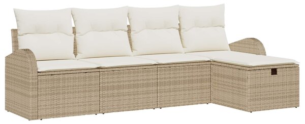Set pohovek s polštářem s úložištěm Béžová a krémová polyratan 3359060