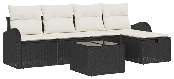 Set pohovek 6 ks Černá a krémová polyratan 3359066
