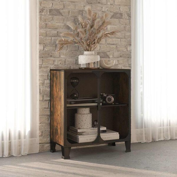 Úložná skříň rustikální hnědá 72 x 36 x 82 cm kov a MDF 335907