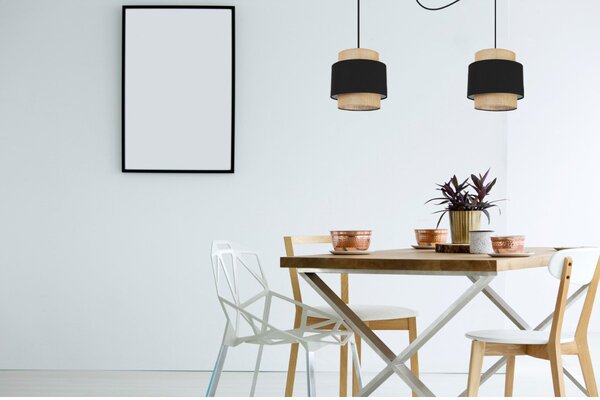 Závěsné svítidlo Boho Spider, 2x jutové/černé textilní stínítko