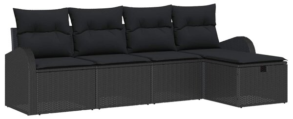 Set pohovek s polštářem s úložištěm Černá polyratan 3359062