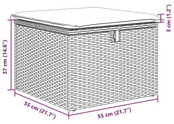 Set pohovek s polštářem s úložištěm Světle šedá polyratan 3359061